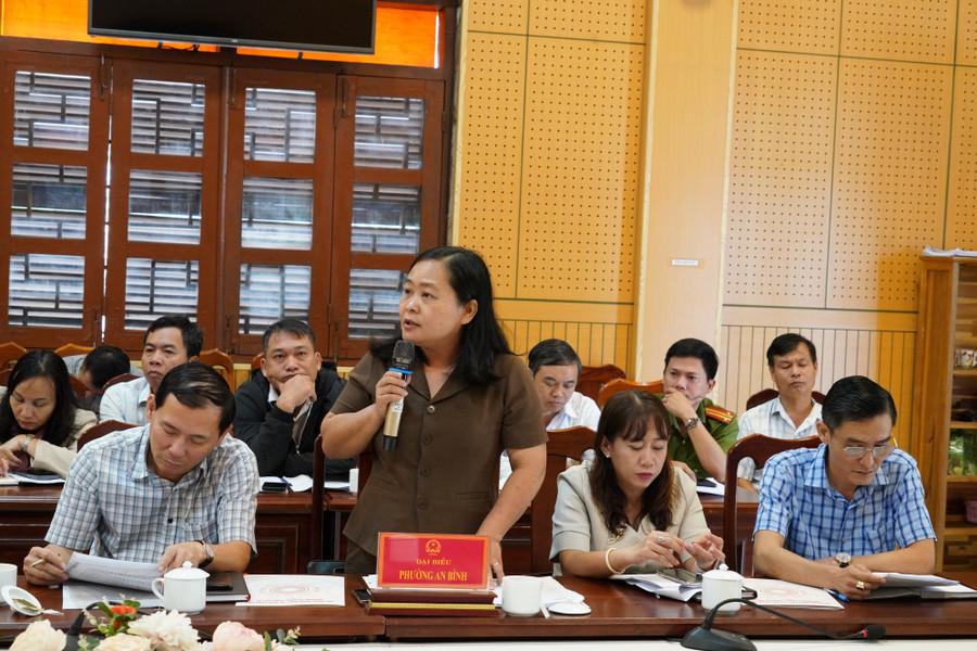 Đại diện lãnh đạo phường An Bình báo cáo những định hướng lớn trong phát triển kinh tế-xã hội của địa phương trong thời gian tới. Ảnh: N.H 4.jpg